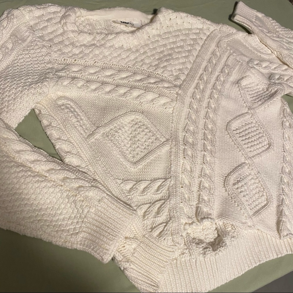 Maison Margiela Asymmetrical Cable Knit Sweater
